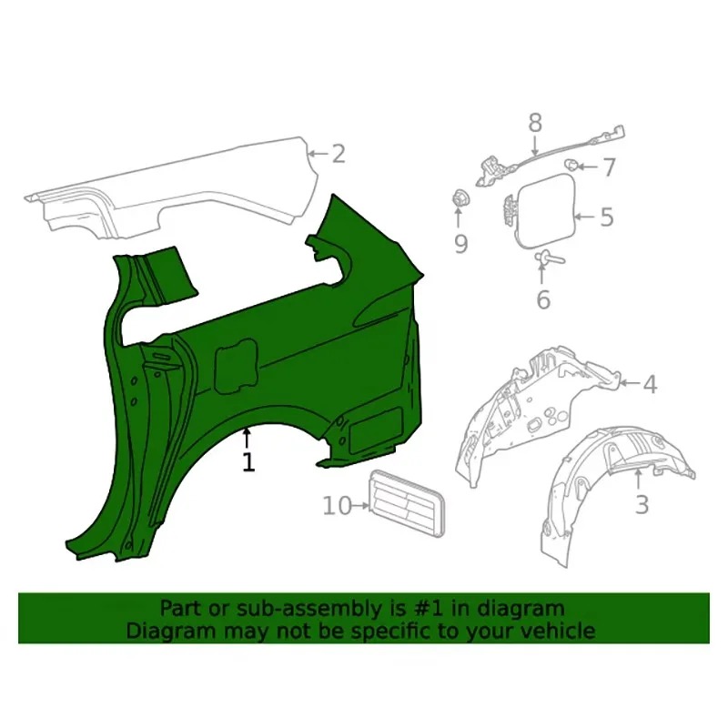 Great Fitment Replaced Steel Car Rear Fenders Quarter Panels for  Sienna 2021-2023 61018-08010 61017-08010